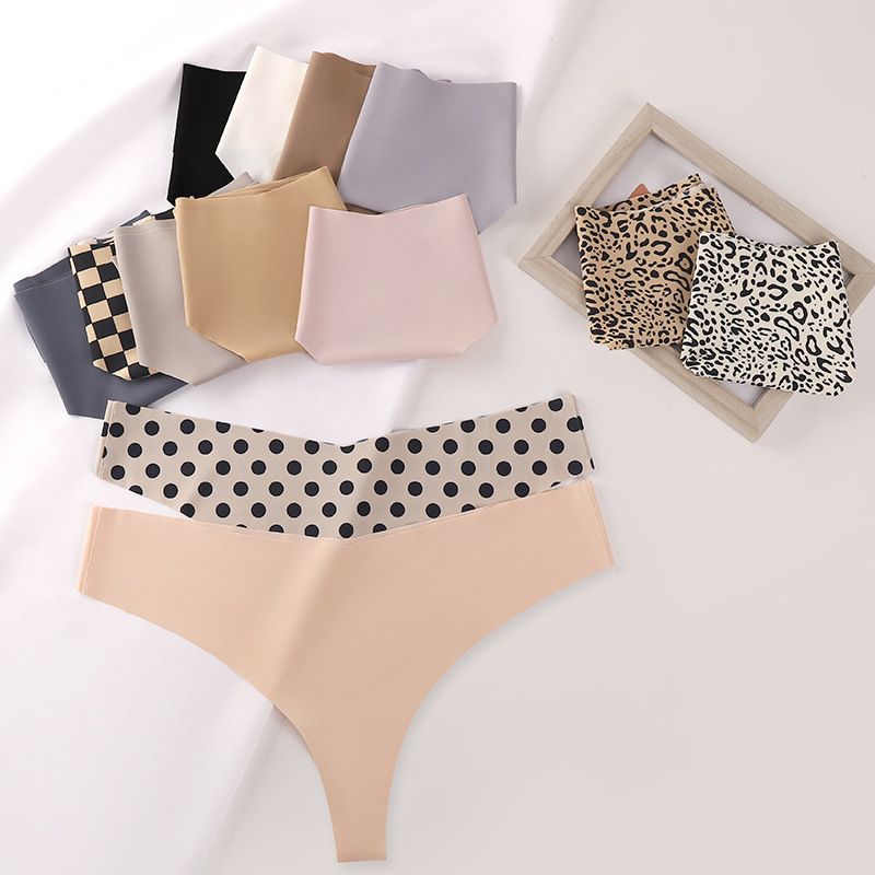 5-Piece New Women's Sexy Thong - Plus-Size Ice Silk Seamless Thin Underwear with Butt-Lifting Breathable & Low-Waist Cotton Lining