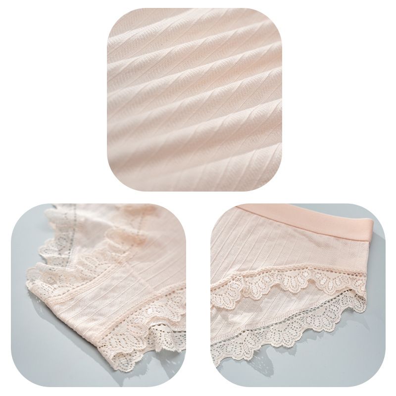 5PCS New Women Solid Color Briefs - European Size Cute Sweet Cotton-Lined Underwear for Teens, Simple & Comfortable