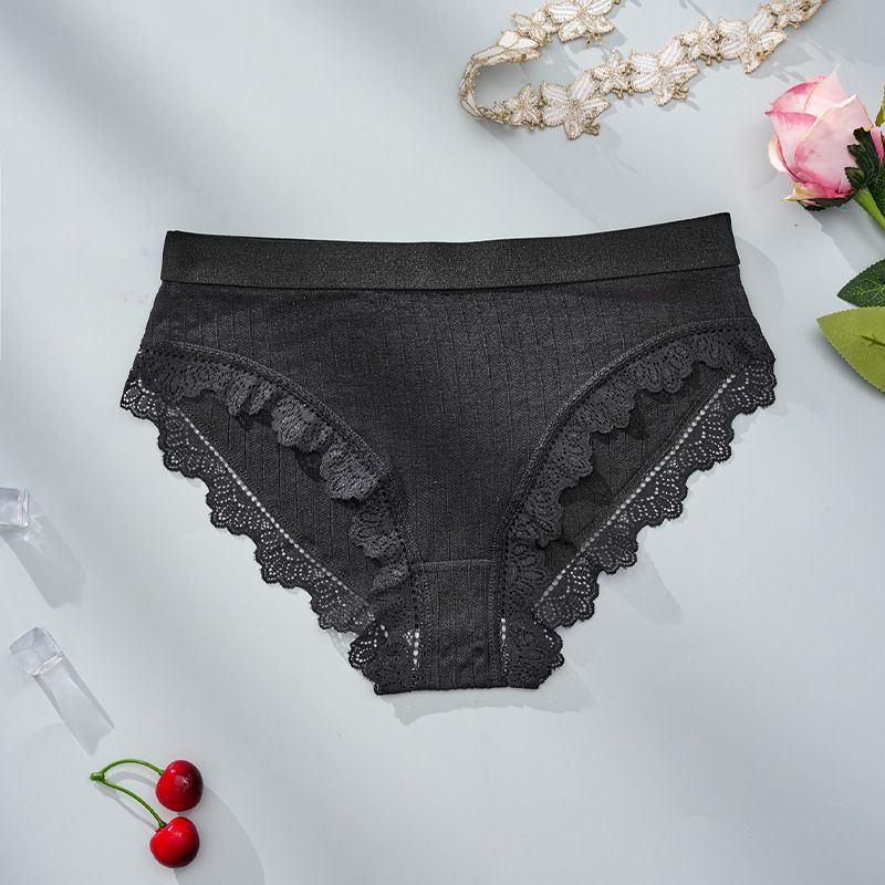 5PCS New Women Solid Color Briefs - European Size Cute Sweet Cotton-Lined Underwear for Teens, Simple & Comfortable
