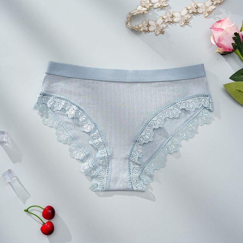 5PCS New Women Solid Color Briefs - European Size Cute Sweet Cotton-Lined Underwear for Teens, Simple & Comfortable