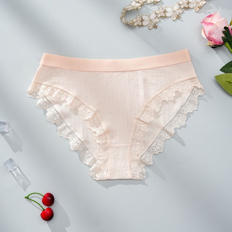 5PCS New Women Solid Color Briefs - European Size Cute Sweet Cotton-Lined Underwear for Teens, Simple & Comfortable