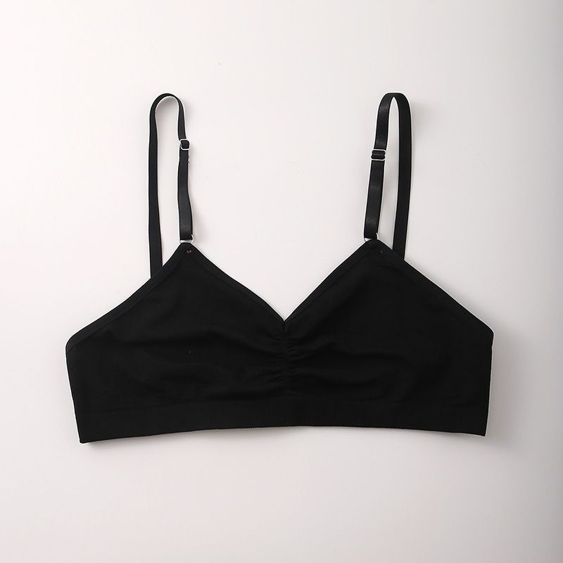 European and American style back-buttoned, wire-free, single-layer cup women bra, comfortable and seamless.