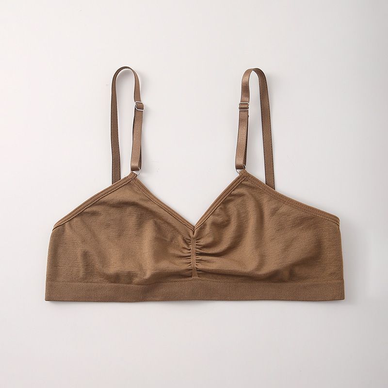 European and American style back-buttoned, wire-free, single-layer cup women bra, comfortable and seamless.