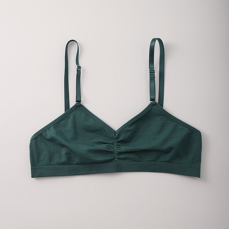 European and American style back-buttoned, wire-free, single-layer cup women bra, comfortable and seamless.