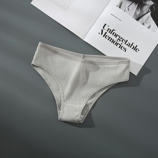 5PCS Women's New Comfortable Mid - Waist Pure Color Cotton Crotch Breathable Triangle Panties for All Seasons