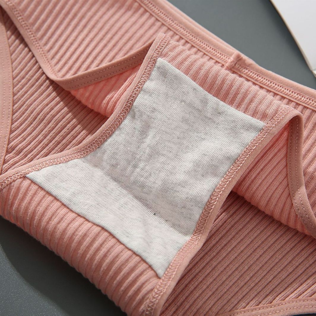 5PCS Women's New Comfortable Mid - Waist Pure Color Cotton Crotch Breathable Triangle Panties for All Seasons