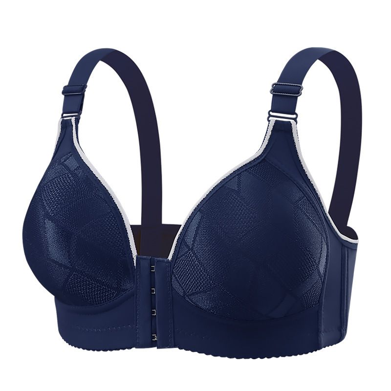 Luxe Jacquard Nylon Bra - 3/4 Cup with Airy Thin Pads  Lift & Side Taming, Front Clasp  Tie-Up Straps, Wine Red/Milk Gray, 36/80-46/105