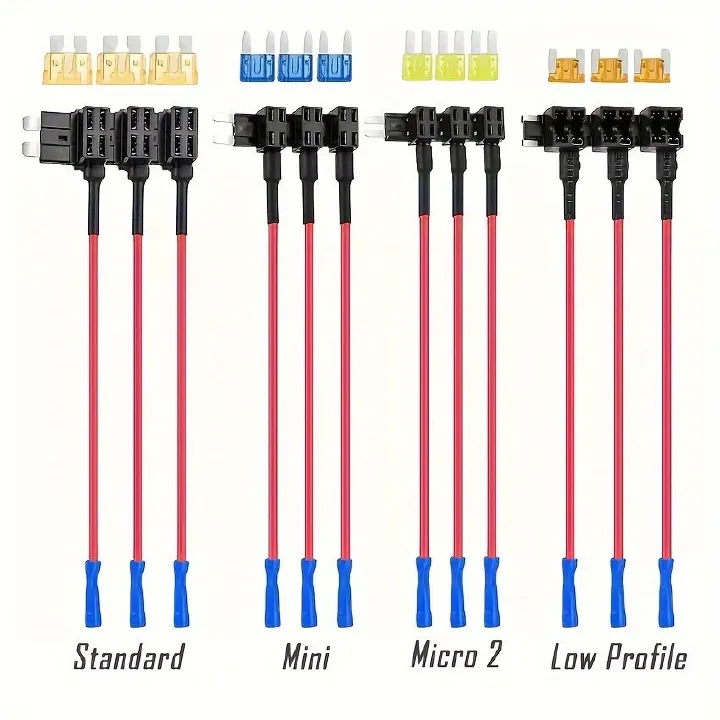 12pcs 4 Types of 12V Additional Circuit Adapters Fuse Set- Tap Car Fuse Holder with MICRO2 Mini ATC ATS Thin Tap Adapter for Cars, Trucks, Boats