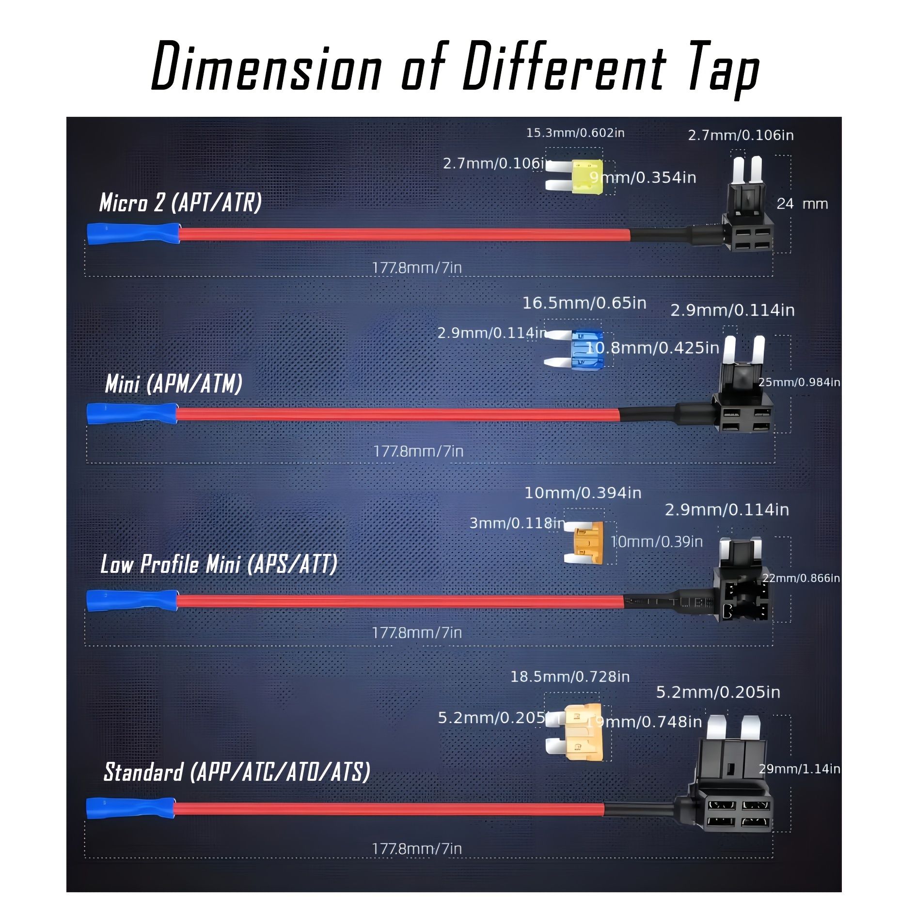 12pcs 4 Types of 12V Additional Circuit Adapters Fuse Set- Tap Car Fuse Holder with MICRO2 Mini ATC ATS Thin Tap Adapter for Cars, Trucks, Boats