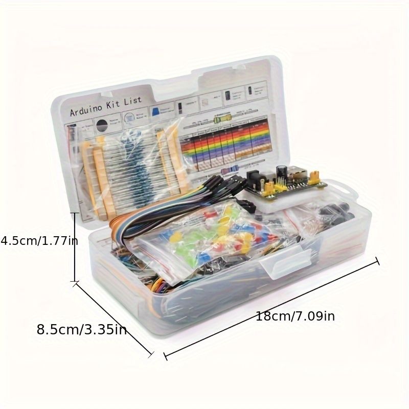 830Pcs/Box DIY Project Starter Kit for Arduino UNO R3 Kit Electronic DIY Component Set With Tie-points Breadboard Resistor Compatible with Arduino, Raspberry Pi