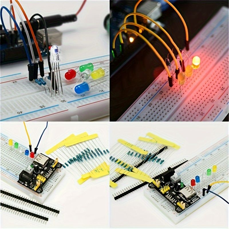 830Pcs/Box DIY Project Starter Kit for Arduino UNO R3 Kit Electronic DIY Component Set With Tie-points Breadboard Resistor Compatible with Arduino, Raspberry Pi