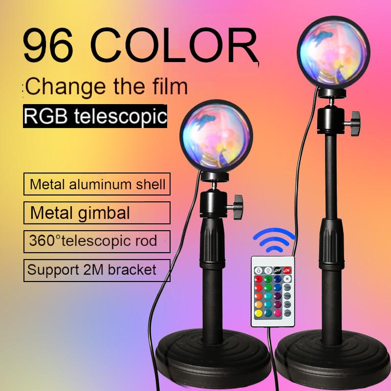 Sunset lamp online celebrity projection atmosphere Sunset lamp RGB remote control 16 color light remote control creative sunset lamp 16 RGB plastic USB interface 5V