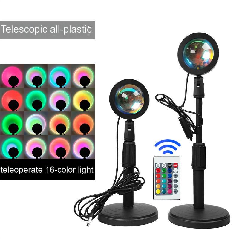 Sunset lamp online celebrity projection atmosphere Sunset lamp RGB remote control 16 color light remote control creative sunset lamp 16 RGB plastic USB interface 5V