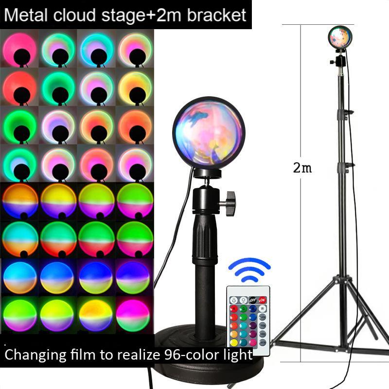 Sunset lamp online celebrity projection atmosphere Sunset lamp RGB remote control 16 color light remote control creative sunset lamp 16 RGB plastic USB interface 5V