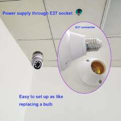 D 1080P 360° Rotate Auto Tracking Panoramic Camera Light Bulb Wireless Wifi PTZ IP Camera Remote Viewing Security Surveillance White 18.5*10*8cm
