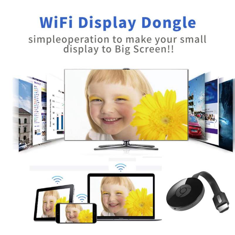TV Stick for Netflix YouTube Chrome Cast for Android tv Miracast chromecast HDMI Display Dongle vs anycast Black 12*12.5*4.5cm