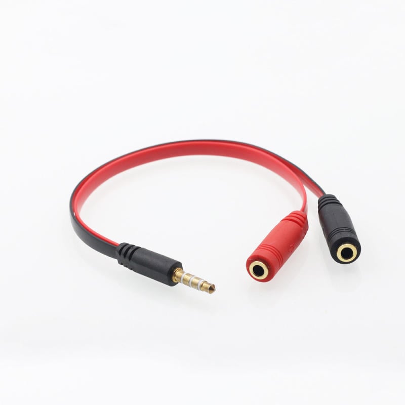 "DUMA"computer Mobile phone 3.5mm Combo audio cable Headset Microphone 2 in 1 audio cable Wholesale Red Length 1m