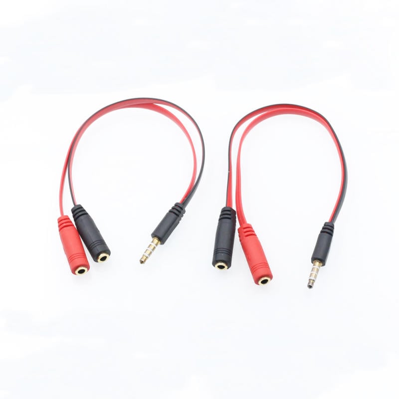 "DUMA"computer Mobile phone 3.5mm Combo audio cable Headset Microphone 2 in 1 audio cable Wholesale Red Length 1m