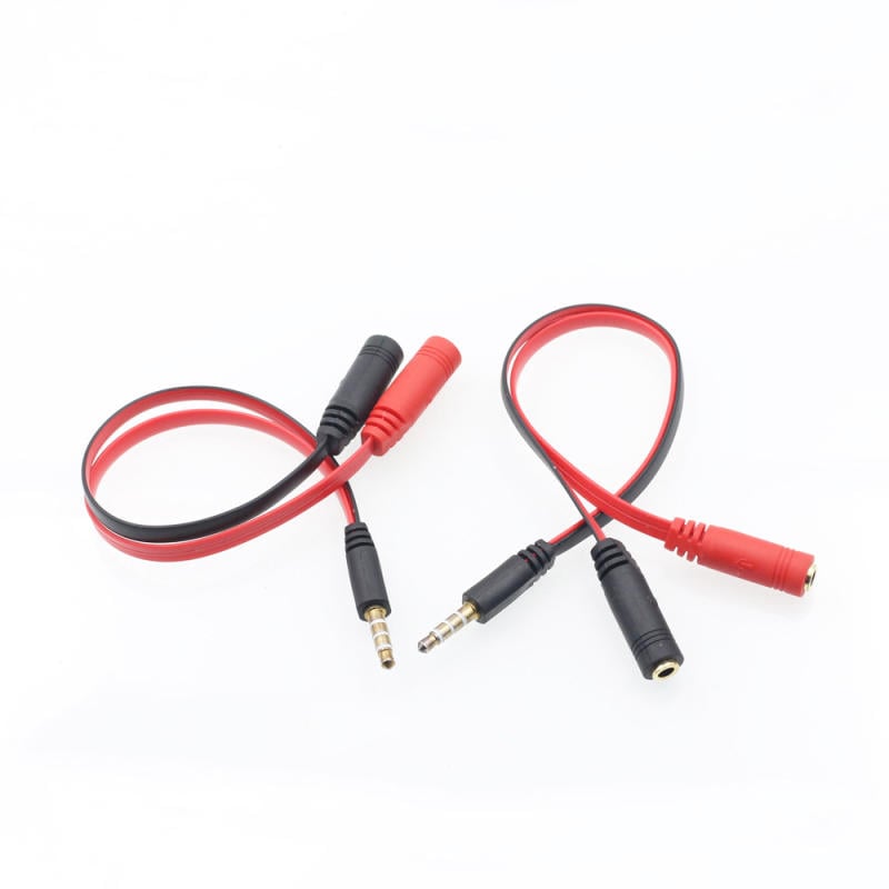 "DUMA"computer Mobile phone 3.5mm Combo audio cable Headset Microphone 2 in 1 audio cable Wholesale Red Length 1m