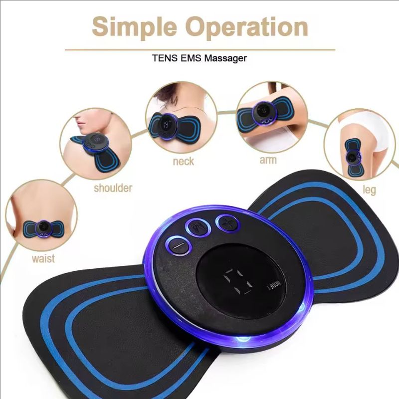 Portable EMS Microcurrent Pain Relief Muscle Stimulator Electric Pulse Neck Back Massager Mini Massage Patch With Electrode Pads