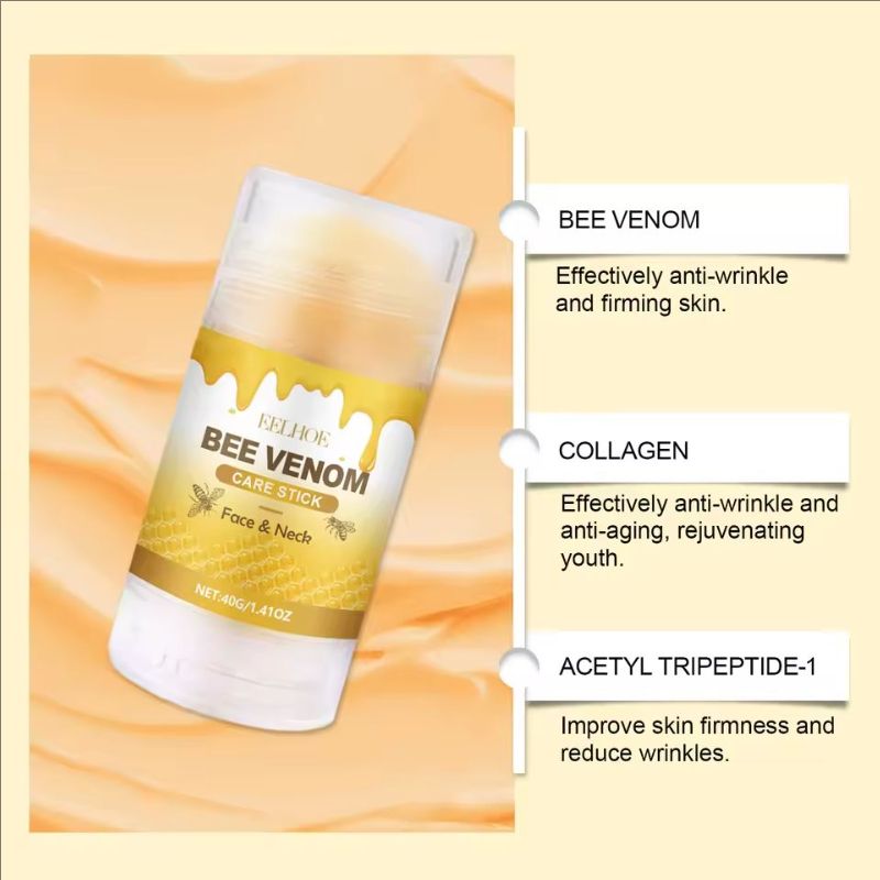 Bee-Venom Neck Care Stick Contains Collagen Lift & Tighten Skin Lighten Neck Lines Double Chin Moisturizing Beauty Neck Cream