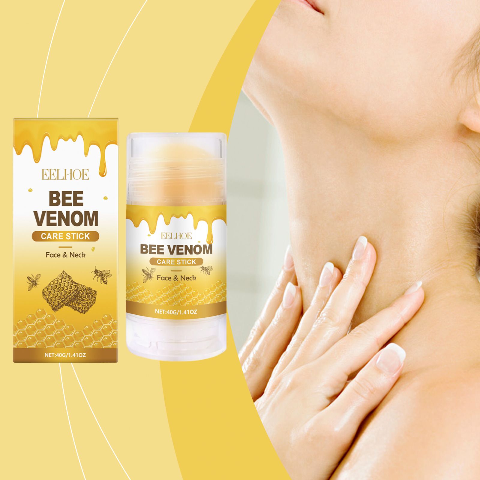 Bee-Venom Neck Care Stick Contains Collagen Lift & Tighten Skin Lighten Neck Lines Double Chin Moisturizing Beauty Neck Cream
