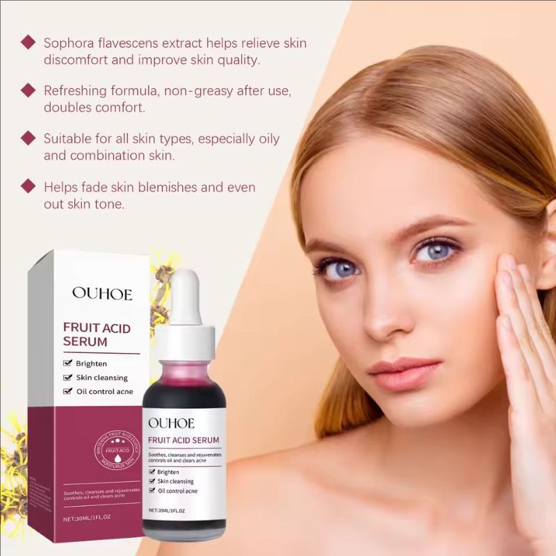 Pore Shrinking Serum Fruit Acid Exfoliating Skin Cleansing Repair Soothe Moisturizing Daily Oil Control Brightening Facial Serum