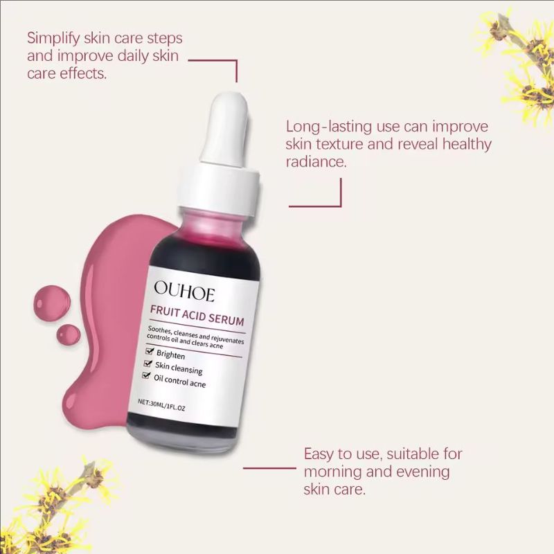 Pore Shrinking Serum Fruit Acid Exfoliating Skin Cleansing Repair Soothe Moisturizing Daily Oil Control Brightening Facial Serum