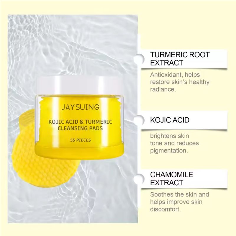 Turmeric Cleaning Pads Exfoliating Pads Dark Spo-ts Removal Unclog Pores Brightening Moisturizing Cleaning Facial Washing Sponge