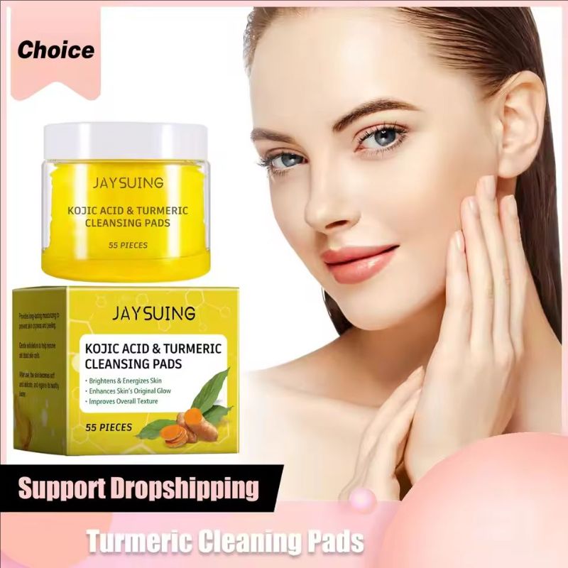 Turmeric Cleaning Pads Exfoliating Pads Dark Spo-ts Removal Unclog Pores Brightening Moisturizing Cleaning Facial Washing Sponge