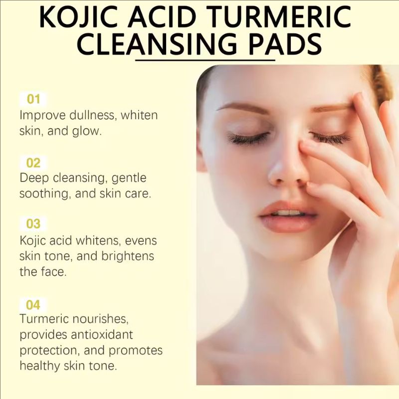 Turmeric Cleaning Pads Exfoliating Pads Dark Spo-ts Removal Unclog Pores Brightening Moisturizing Cleaning Facial Washing Sponge