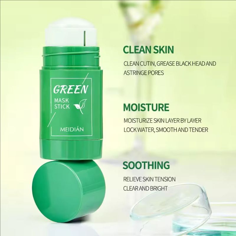 Green Tea Eggplant Solid Mask Deep Cleansing Oil Control Balance Antioxidan Shrink Pores Remove Blackheads Refreshing Mud Mask