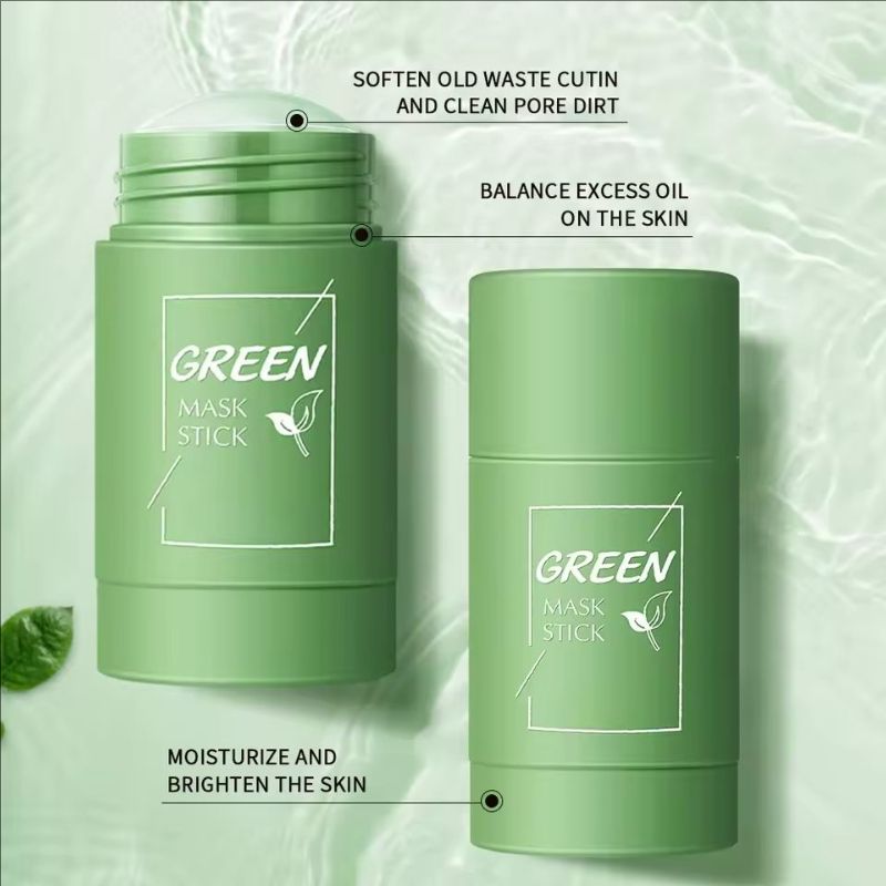Green Tea Eggplant Solid Mask Deep Cleansing Oil Control Balance Antioxidan Shrink Pores Remove Blackheads Refreshing Mud Mask