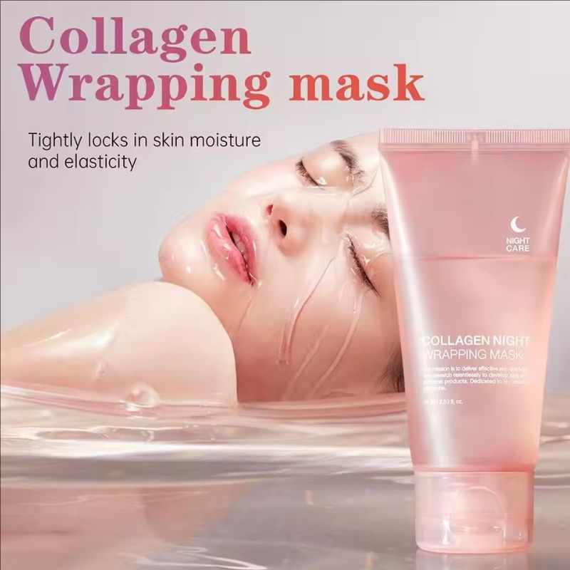 Hydrolyzed Collagen Wrapping Peel-Off Mask Overnight Facial Mask Hydrating Firming Mask for Elasticity Reduces Sagging Dullness