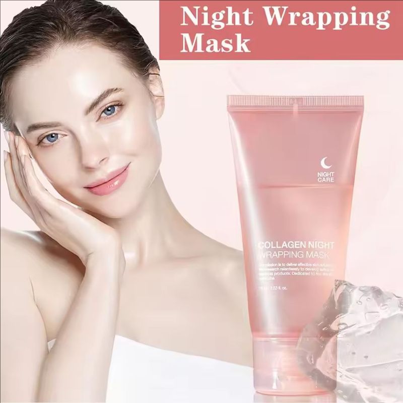 Hydrolyzed Collagen Wrapping Peel-Off Mask Overnight Facial Mask Hydrating Firming Mask for Elasticity Reduces Sagging Dullness
