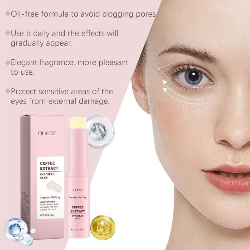 Caffeine Eye Cream Stick Lifting Firming Brighten Eyes Skin Fade Fine Lines Anti Puffiness Hydrating Moisturizing Eye Care Cream
