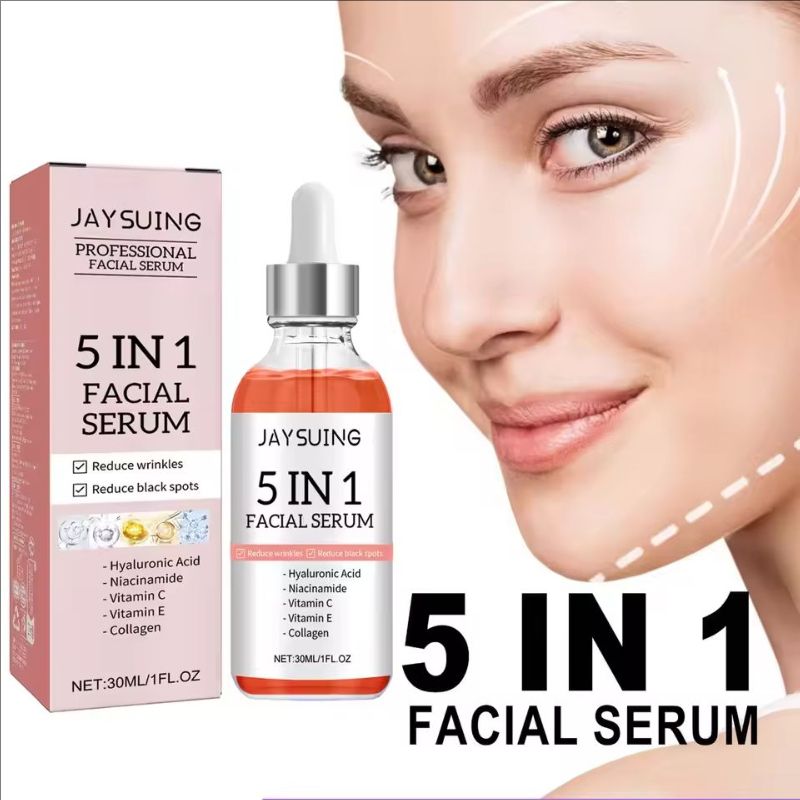 5 In 1 Facial Serum Fade Fine Lines Firming Skin Shrink Pores Moisturizing Brightning Vitamin C Hyaluronic Acid Face Serum