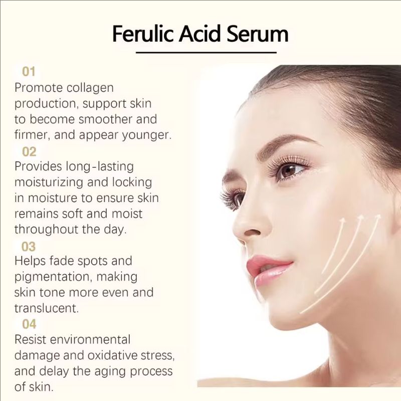 Ferulic Acid Serum Fade Fine Lines Firming Moisturizing Brightening Shrink Pores Vitamin C E Facial Essence Nourishing Skin Care
