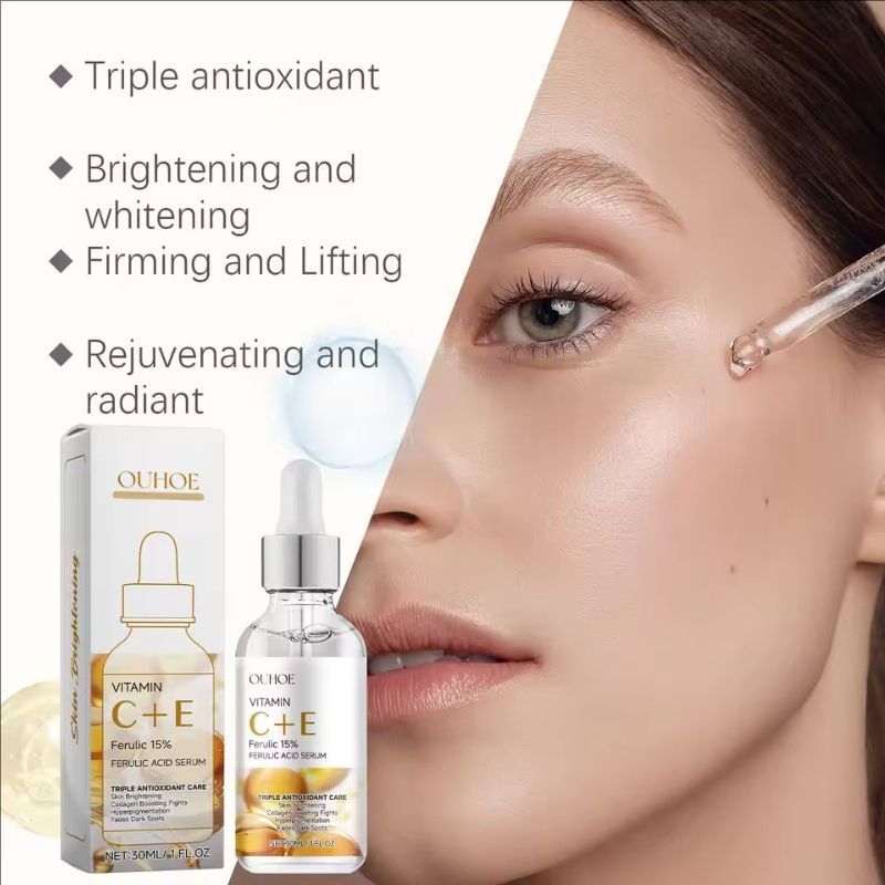 Ferulic Acid Serum Fade Fine Lines Firming Moisturizing Brightening Shrink Pores Vitamin C E Facial Essence Nourishing Skin Care