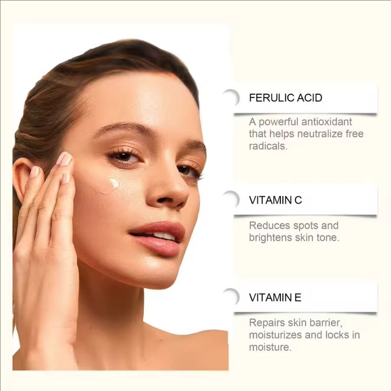 Ferulic Acid Serum Fade Fine Lines Firming Moisturizing Brightening Shrink Pores Vitamin C E Facial Essence Nourishing Skin Care