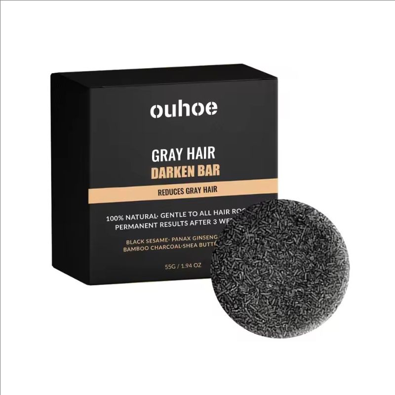 Darkening Hair Soap Blackening Beard Eyebrows Deep Cleansing Strengthen Nourish Repairing White Grey Hairs Treatment Shampoo Bar