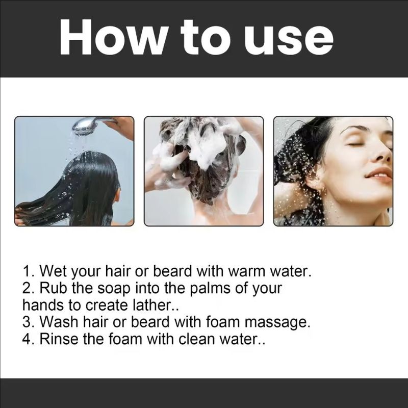 Darkening Hair Soap Blackening Beard Eyebrows Deep Cleansing Strengthen Nourish Repairing White Grey Hairs Treatment Shampoo Bar