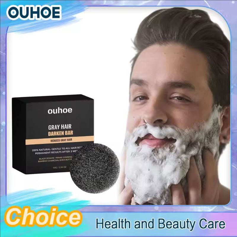 Darkening Hair Soap Blackening Beard Eyebrows Deep Cleansing Strengthen Nourish Repairing White Grey Hairs Treatment Shampoo Bar