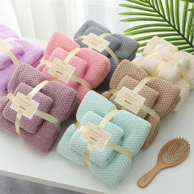 Microfibre Bath Towel Coral Fleece Absorbent Towel Hair Face Hand Bath Towel Sets Soft Velvet Beach Water Absorption Towels