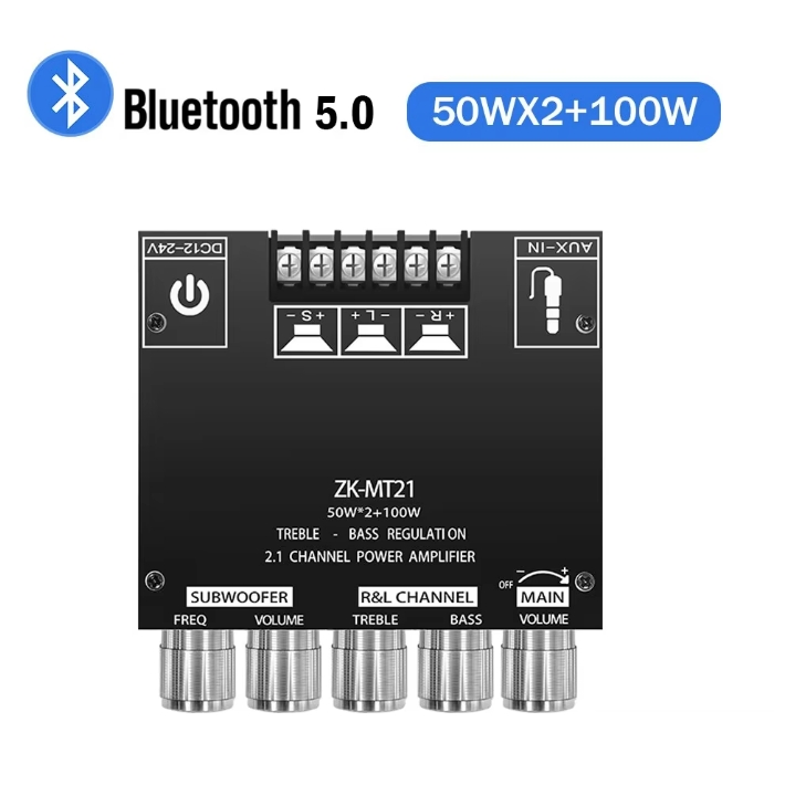 ZK-MT21 Channel Bluetooth 5.0 CS8673E 2.1 Subwoofer Amplifier Board 50W X 2+100W Power Audio Stereo Amplifier Board Bass AMP AUX