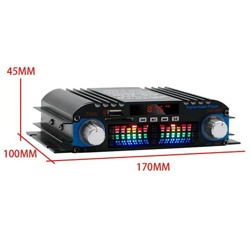 HiFi Sound Amplifier 4 Channel Digital Audio Bluetooth Amplifier 1600W Peak Power Karaoke Player FM Radio Support Remote Control