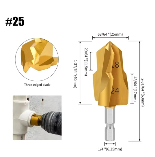 New 1/2/3Pcs PPR Lifting Drill Bit 20/25/32mm Step Drill Bit Set Hex Shank Hole Opener Core Drill Bits for Water Pipe Reaming
