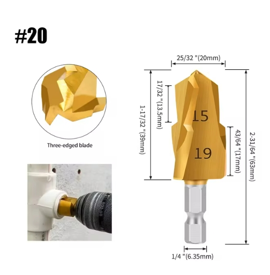 New 1/2/3Pcs PPR Lifting Drill Bit 20/25/32mm Step Drill Bit Set Hex Shank Hole Opener Core Drill Bits for Water Pipe Reaming