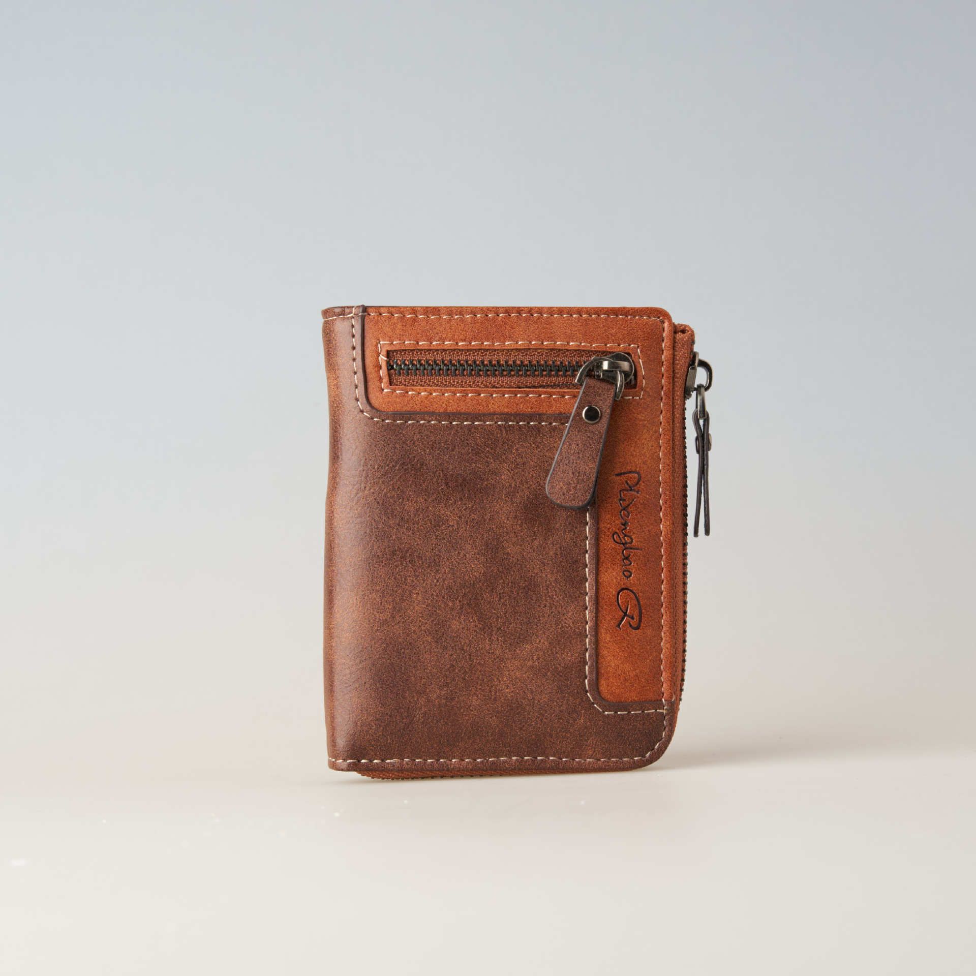 1pc Premium Retro Short Wallet for Men,Stylish Multifunction PU Leather Zipper Durable Wallet