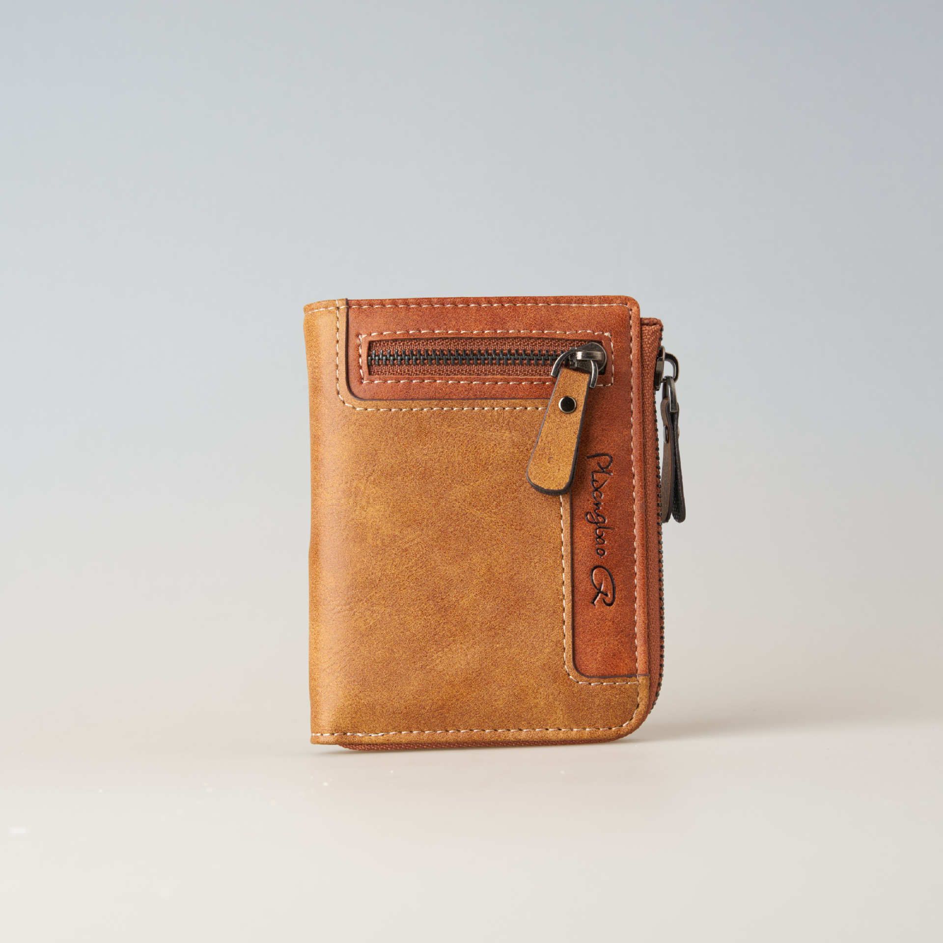 1pc Premium Retro Short Wallet for Men,Stylish Multifunction PU Leather Zipper Durable Wallet